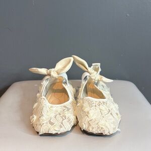 Romantic Lace Ballet Flats w/ Bow Tie Strap | Bridal Cottagecore Wedding 9/9.5